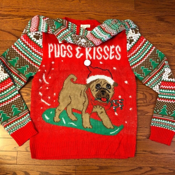 Self Esteem Sweaters Nwt Ugly Christmas Sweater W Scarf Pug Dog